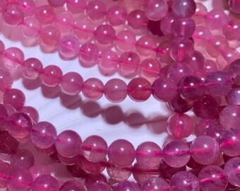 AAA Genuine Natural Madagascar Rose Quartz Gemstone Smooth Round Beads 6mm