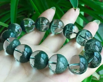 AAAAA Genuine Natural Green Phantom Quartz Beaded Bracelet 16mm
