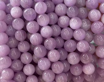 AAA Kunzite Beads, 5-12mm Smooth Round Gemstone, 15" Strand