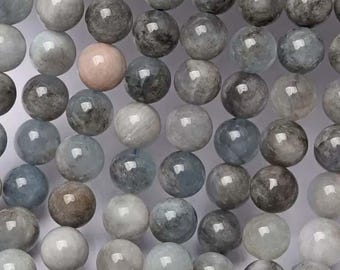 A Genuine Natural Devil Aquamarine Gemstone Smooth Round Beads 1 Full Strand 15"