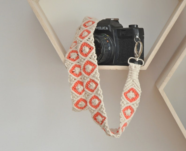 Macrame natural cotton cord camera strap Woven off white Etsy