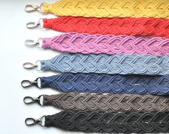 Macrame camera strap Woven natural cotton rope strap Replacement boho shoulder strap Traveler and photographer gift with hearts