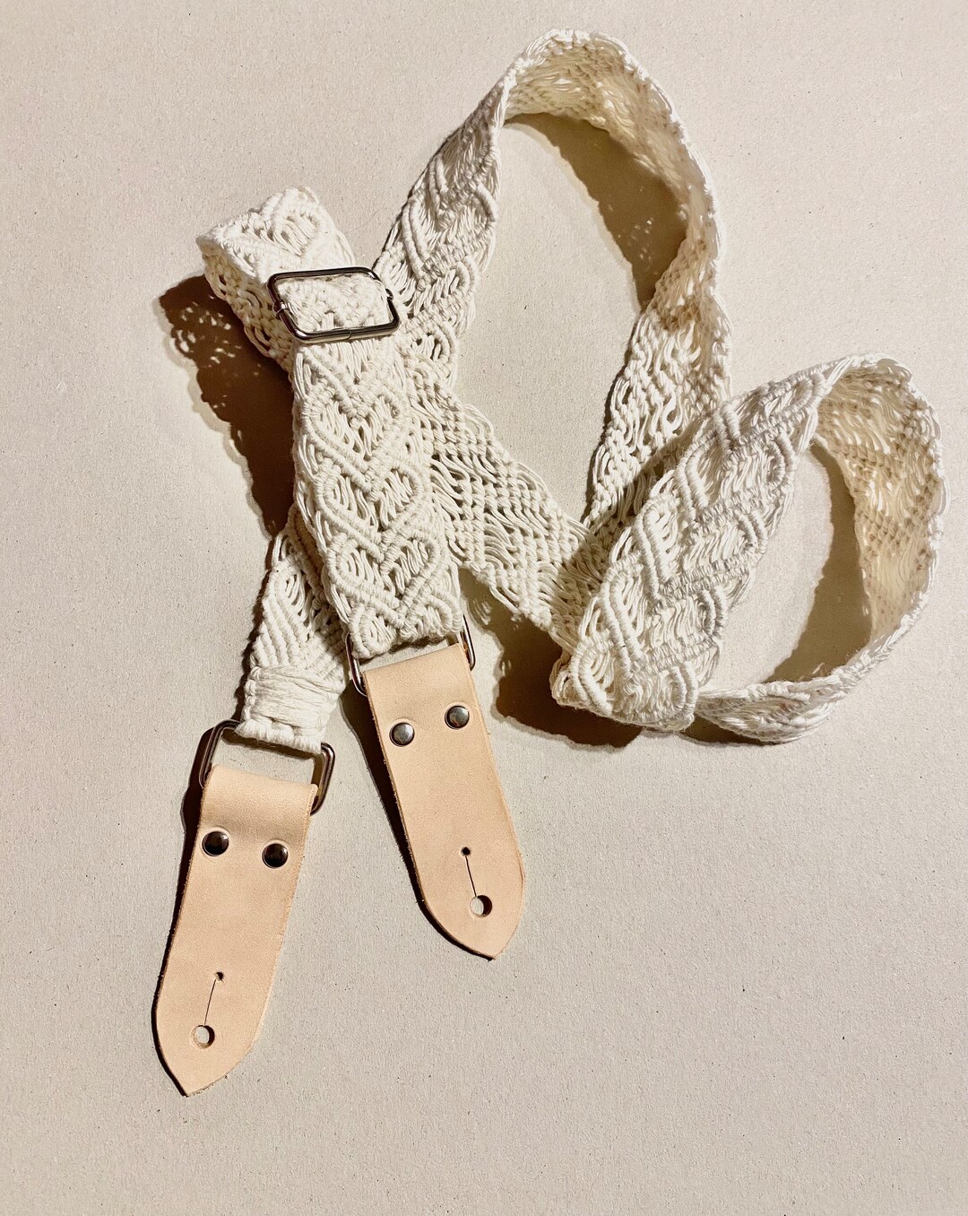 Macrame off White Cotton Ukulele Strap Woven Mandoline Strap Ajustable