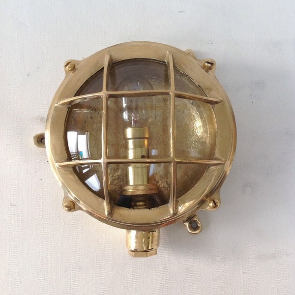 1 piece of Replica Nautical Marine Ship Polish Small Round Crafted Brass Deck light.