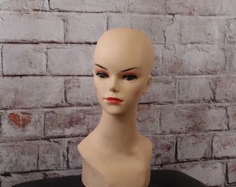 Vintage Mannequin Head,Hard Plastic Wig & Hat Display,Shop Decoration