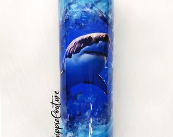 Custom Shark Tumbler with Lid and Straw