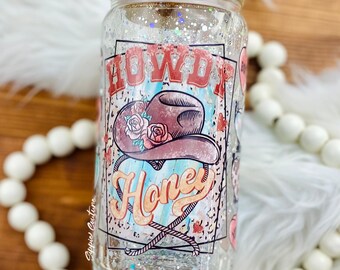 16oz Glass Glitter Mug Tumbler