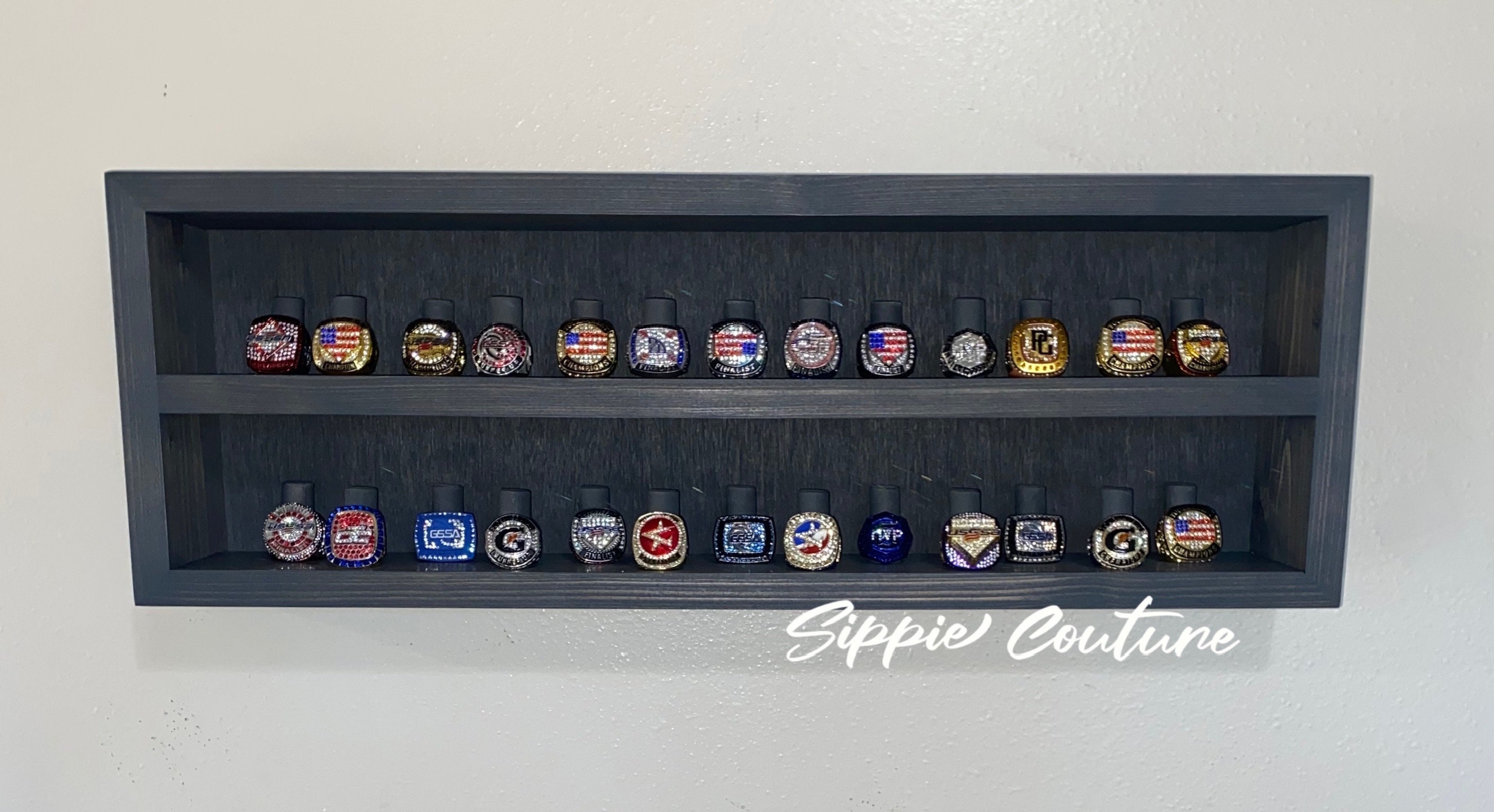 Two Tiered Shadow Box Championship Ring Display Case - Etsy