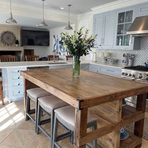 Kitchen Island Table Reclaimed Wood Counter Table Kitchen Etsy