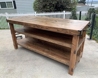 Wood kitchen island with seating