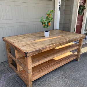 Wood Kitchen Island with Seating image 7