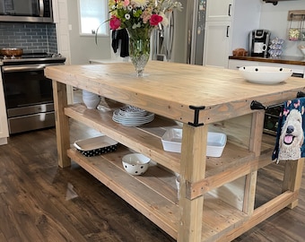 Wood kitchen island