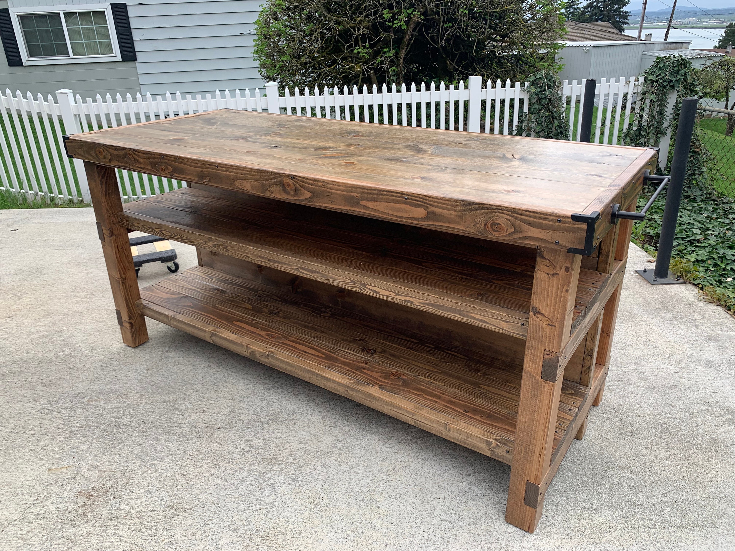 Wood kitchen island with seating area Etsy