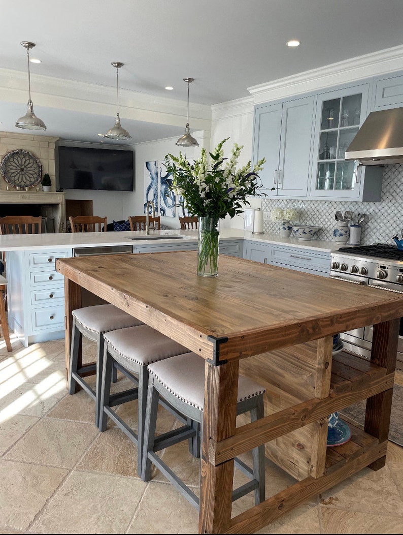 Wood Kitchen Island with Seating image 6