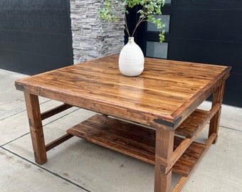 Square table with shelving