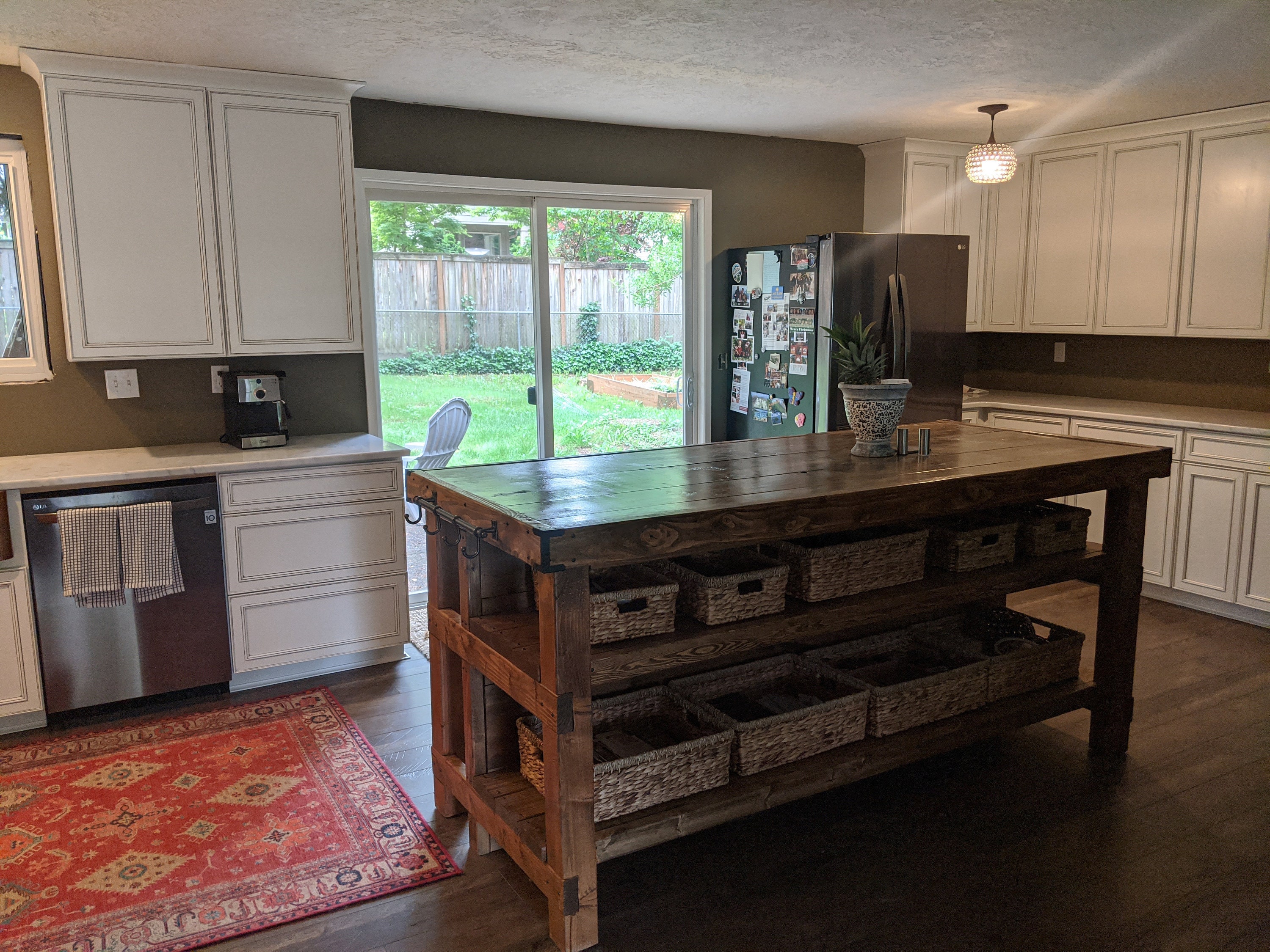 Wood kitchen island with seating area Etsy