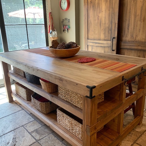Kitchen Island Table Reclaimed Wood Counter Table Kitchen Etsy