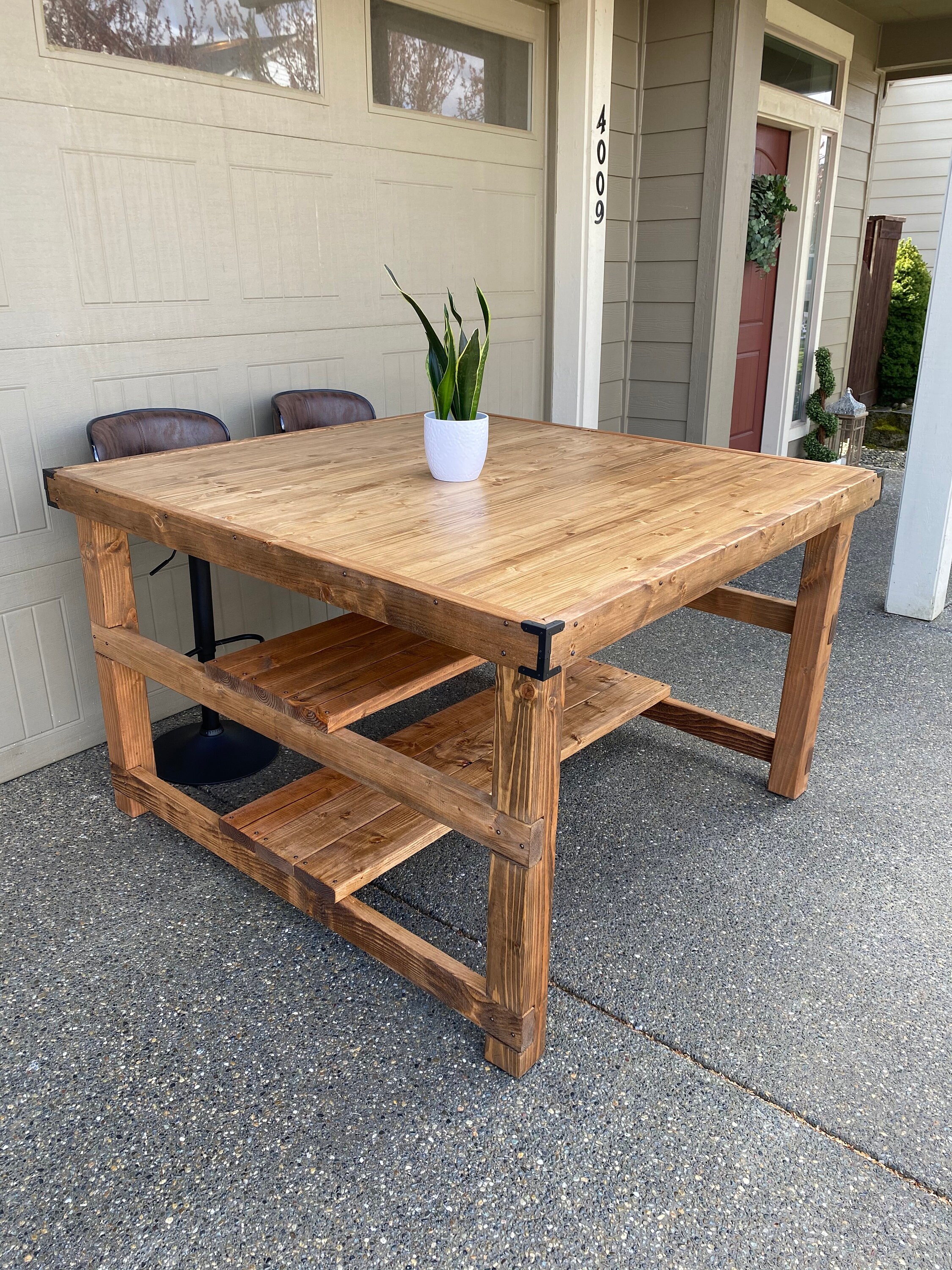 Square Table With Shelving - Etsy