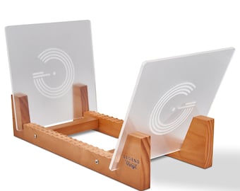 Vintage Oak Vinyl Record Holder: Acrylic Ends, Holds 50 LPs