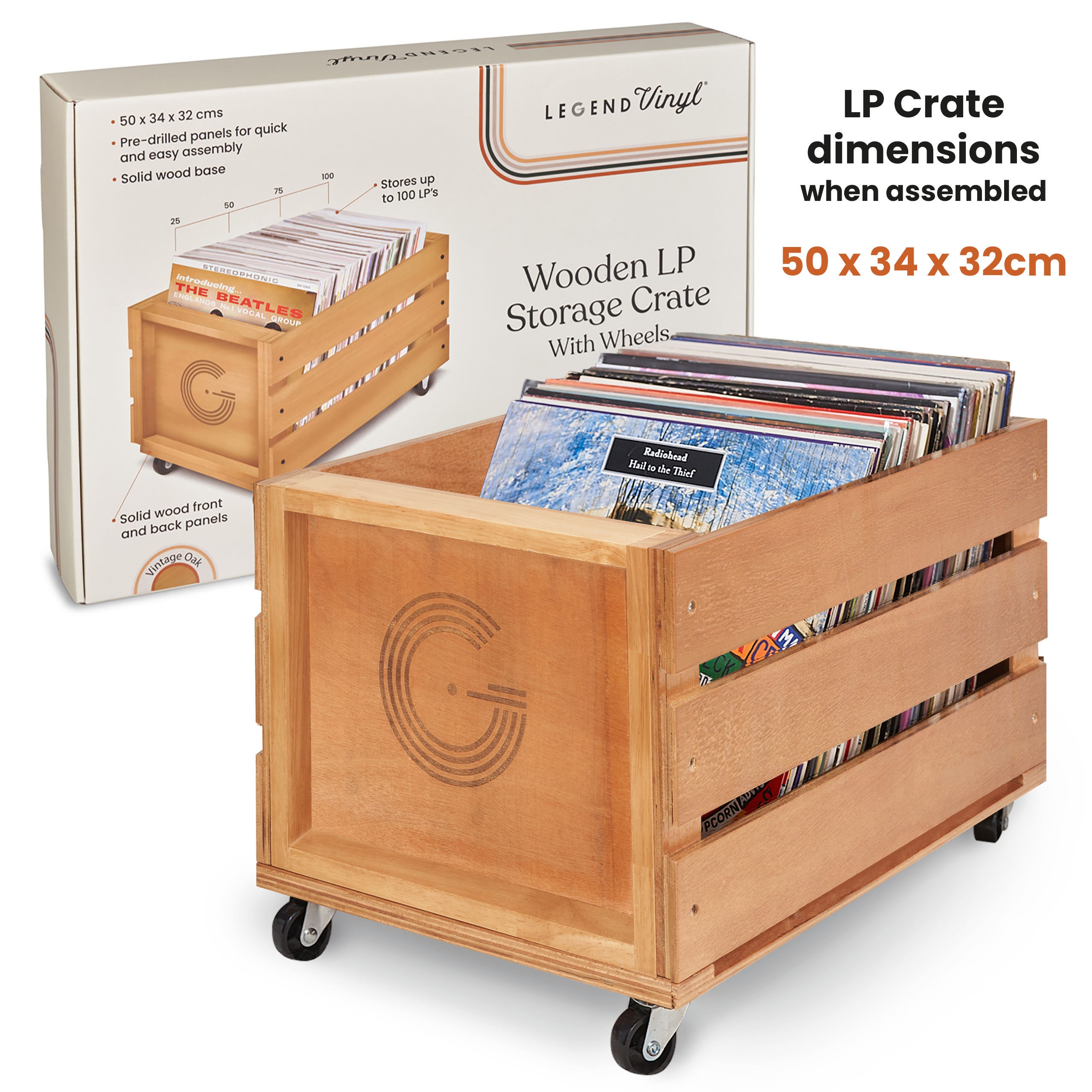Get your own style now Wooden LP Record Storage Crate on Wheels for up