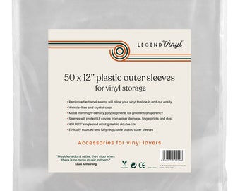 Legend Vinyl 50 X 12” Plastic Outer Vinyl Sleeves.  Protective Wrinkle-free and Durable. Fits Most Gatefolds and Double LPs.