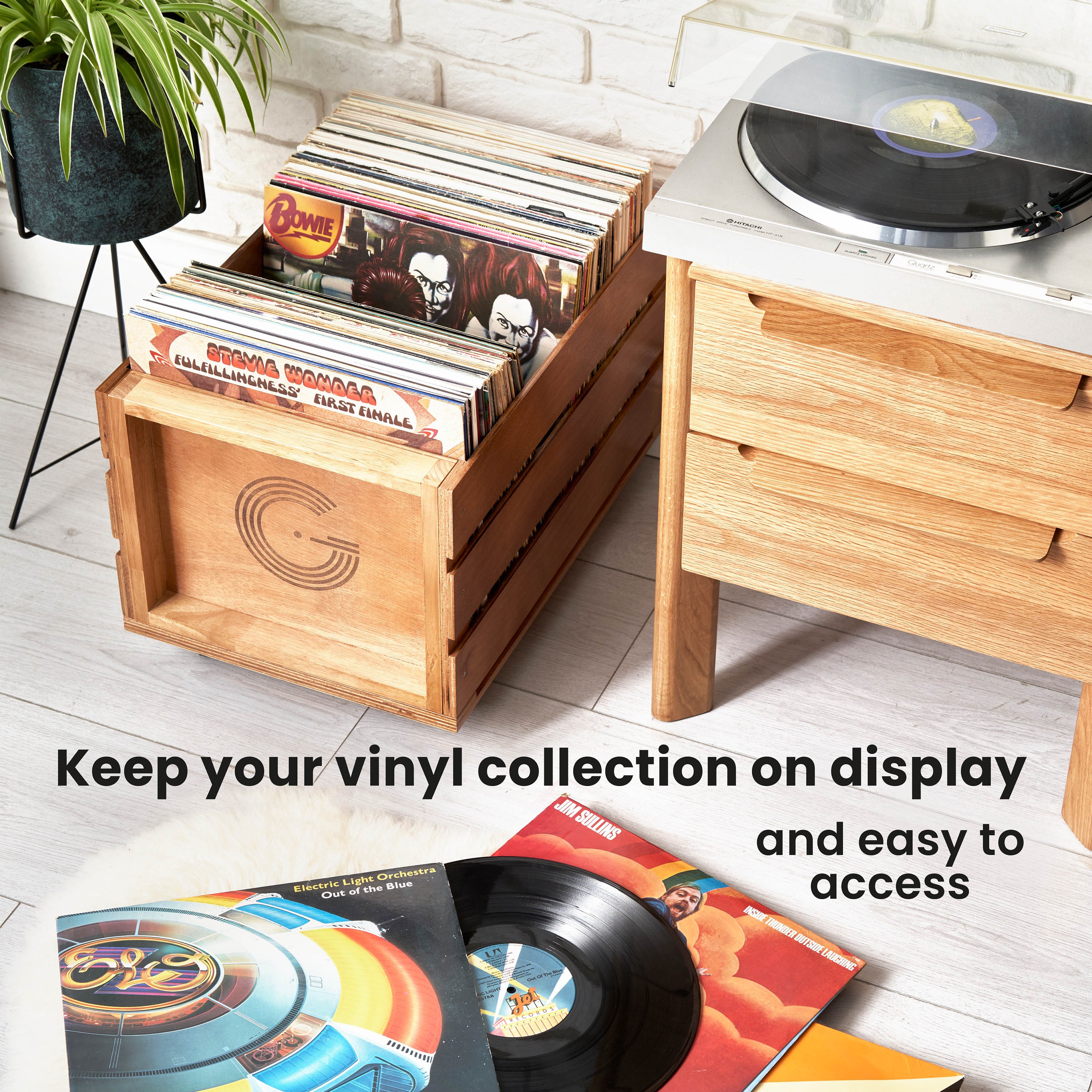 Caisse de rangement pour disques vinyles en bois Legend Vinyl sur