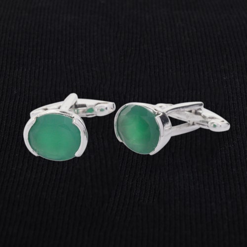 925 Sterling Silver Cuff-links Oval Shape Green Onyx hotsell Gemstone Jewelry Cuff-links For Mens Jewelry Silver Cuff-links Gemstone Cuff-links