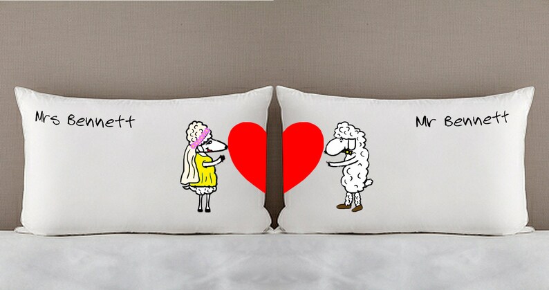 Sheep Pillowcase Personalised Cushion Wedding Pillowcase Etsy