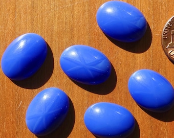 4 cabochons oval blue 18x13 mm star handmade glass stones opaque colored stones gemstones original Made in Germany 1965