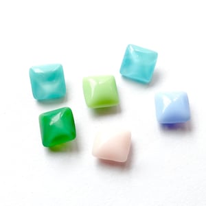 36 gemstones 6x6mm square handmade glass stones colorful opaque moonlight colored stones gemstones Made in Germany 1965