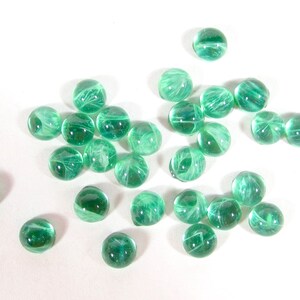 12 glass cabochons 5 mm round green made in Germany 1960s handmade glass stones