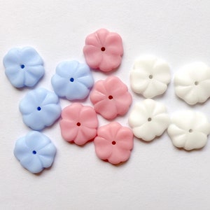 24 flower pearl cabochons handmade glass stones pink blue white flowers 10mm flower with hole made in Germany 1950s