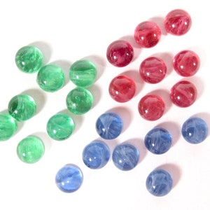 12 glass cabochons 6 mm round red green blue made in Germany 1960s handmade glass stones