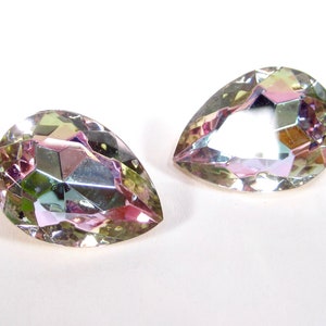 1 handmade glass stone 25x18mm drop faceted vitrail light purple blue rhinestones originally made in Germany made in Germany 1970