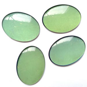 4 oval cabochons green and blue 25x18mm handmade glass stones Bermuda colored gemstones original made in Germany 1965