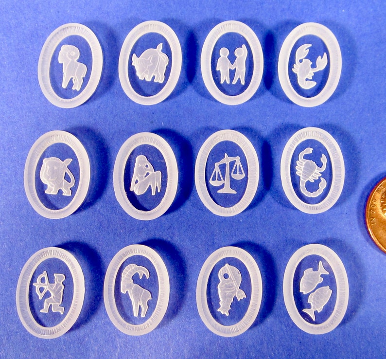 12 Handmade Glass Stones Cabochons 18x13mm Glass Starsigns Etsy