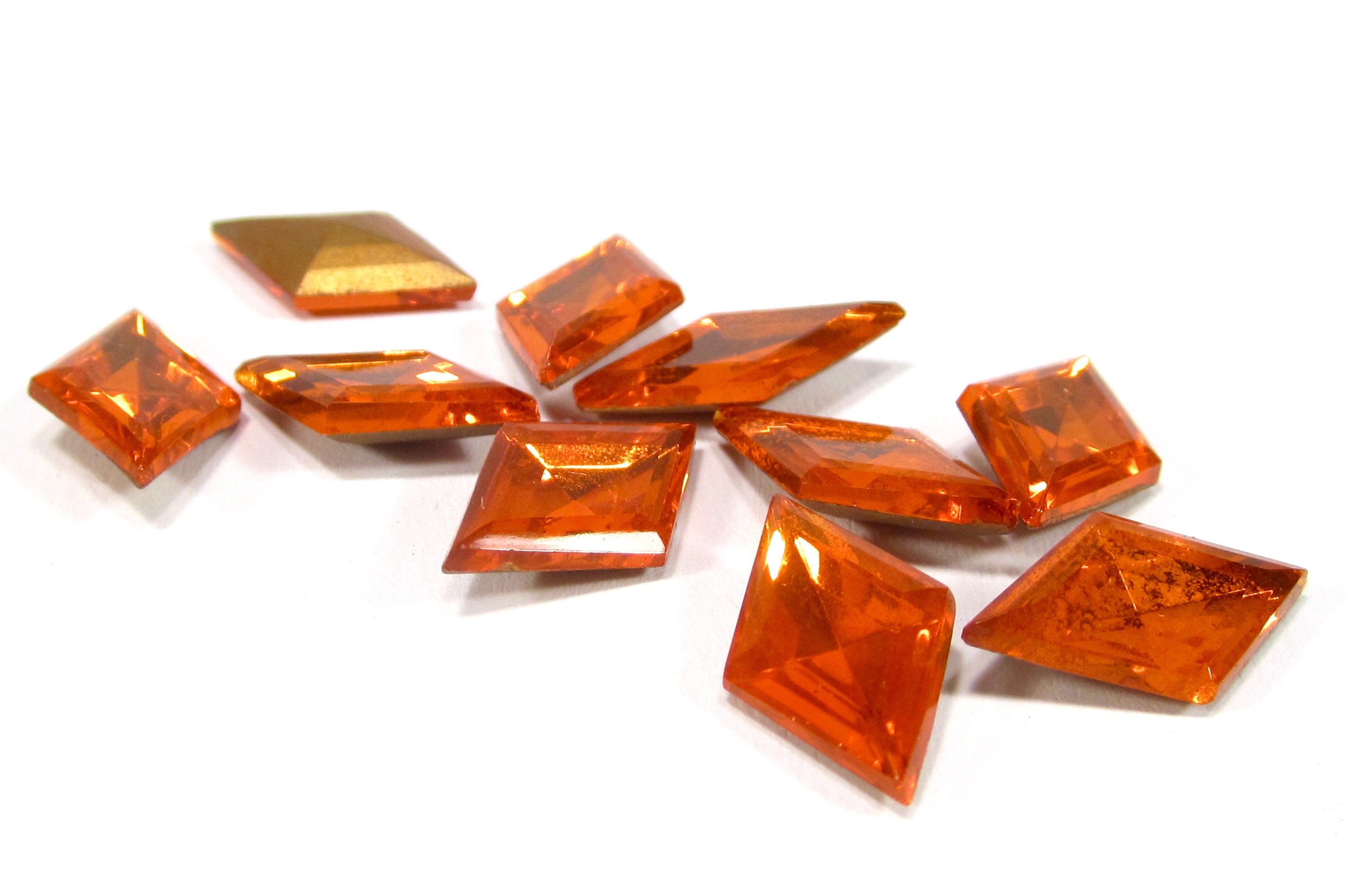 4 cut glass stones gemstones 20x12 mm diamond orange crystal Etsy