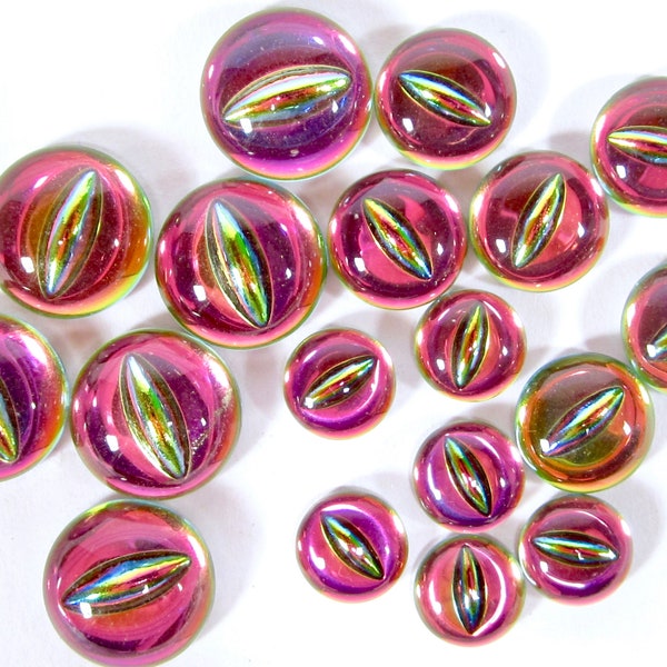 Yeux yeux d'animaux 6 cabochons de pierres de verre faits à la main 8, 10, 12 mm iridis verre rond déjoué fabriqué en Allemagne des années 1970