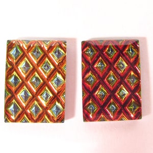 2 handmade glass stones cabochons 25x18mm rectangle volcano space age vintage rhinestones made in Germany made in Germany 1970s