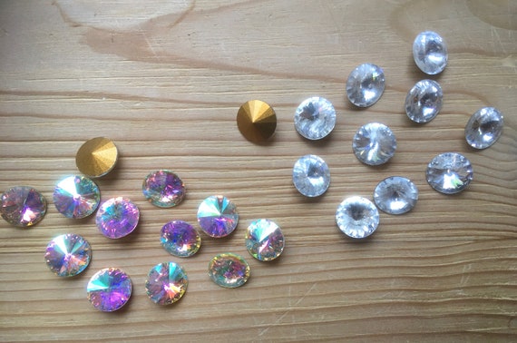 6 Swarovski Stones Ss 47 Round Crystal Aurora Borealis Rivoli - Etsy