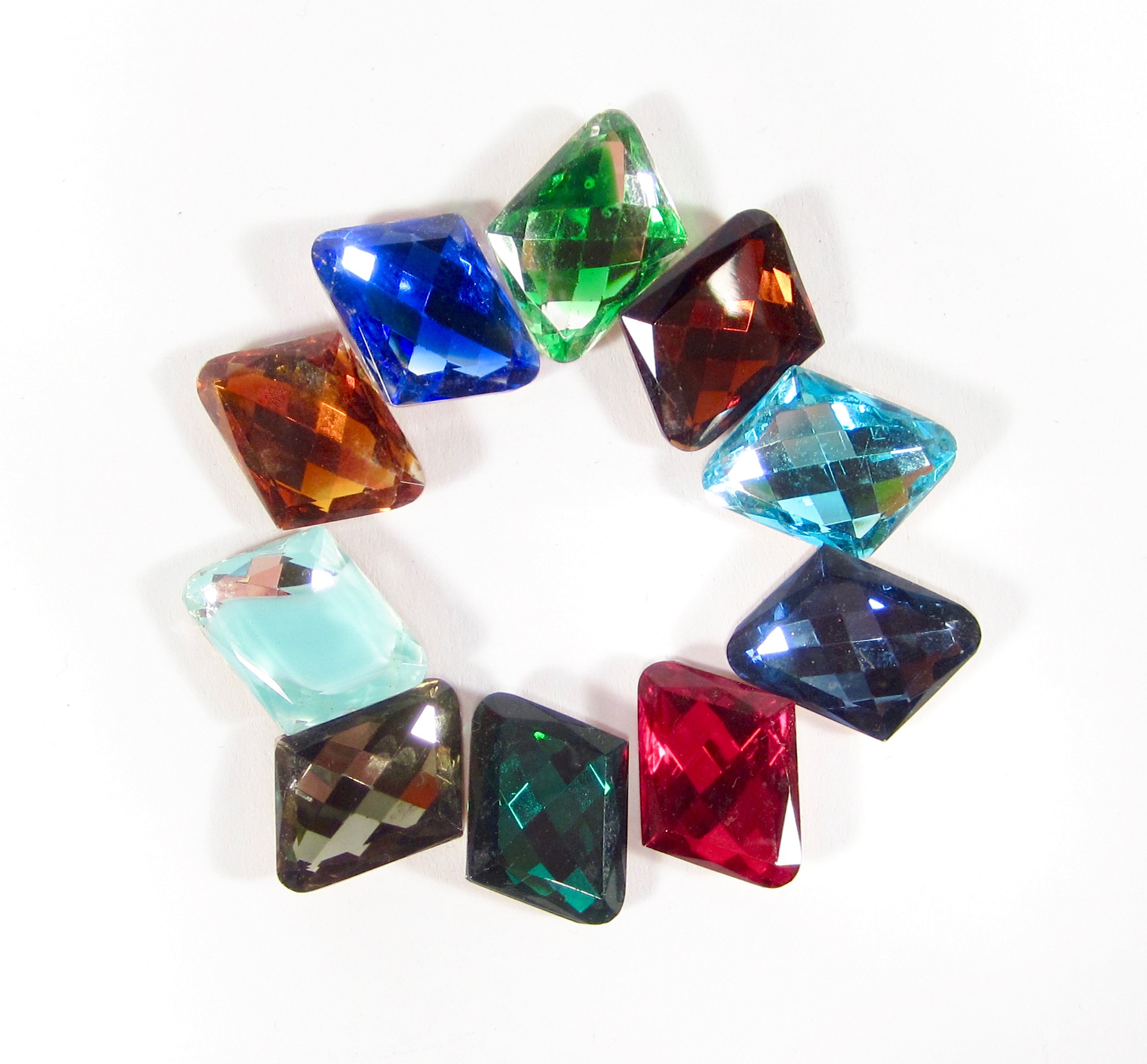 2 cut glass stones gemstones 27x22 mm diamond different colors Etsy