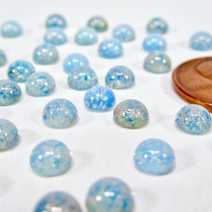 6 cabochons handgemaakte glazen stenen 5 mm blauwe vuuropaal vuuropaal strass steentjes origineel gemaakt in Duitsland gemaakt in Duitsland jaren 60