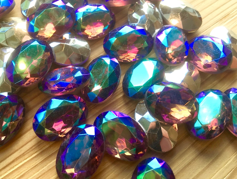 2 Gemstones Handmade Glass Stones 18x13mm Oval Light Amethyst Etsy