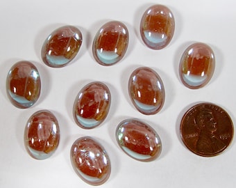 1 handmade rare glass stone cabochon 18x13 mm opal glass sappharine light sapphire oval violet pink moonstone