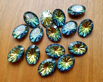 2 handmade glass stones 18x13mm oval sahara rhinestones originally made in Germany 1970s