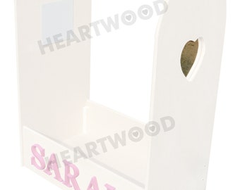 Heart Mirror Dressing Up Stand with Rail, White & Pink