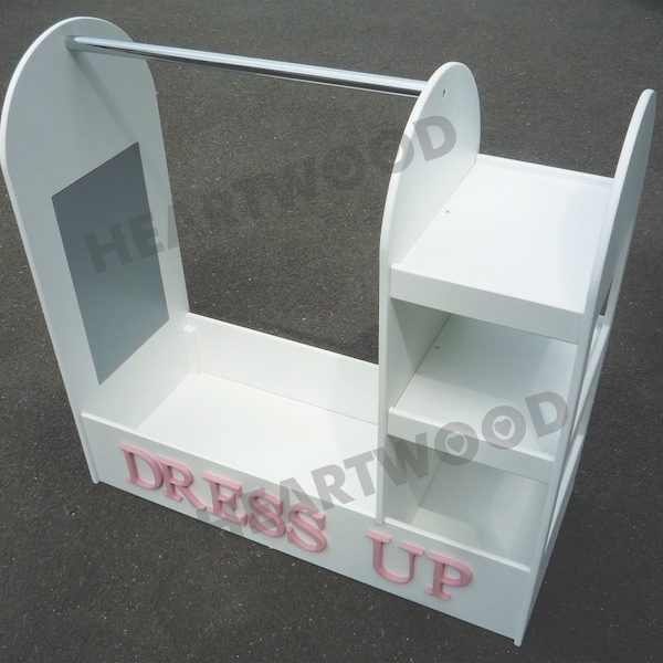 Dressing up stand/Hanging rail/Painted white 700mm high/Bookcase/8 free letters