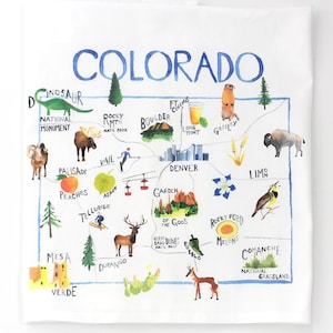 Colorado Map Tea Towel | Colorado Gift | Colorado Kitchen Towel | State of Colorado