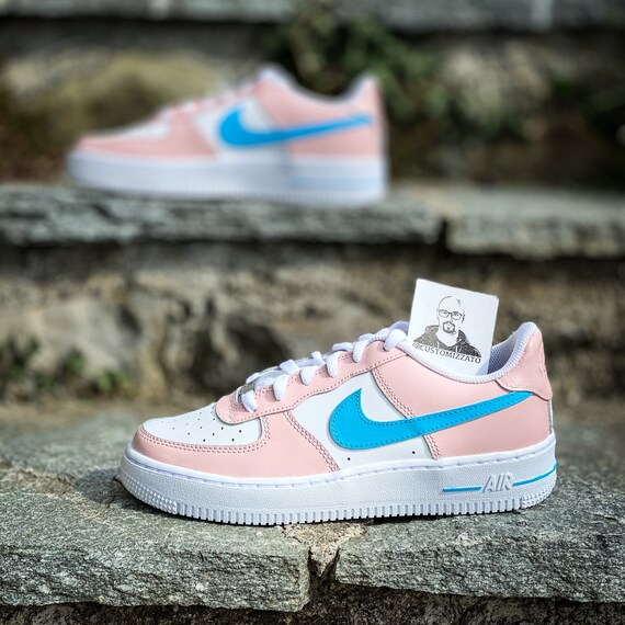 nike air force 1 roze en blauw