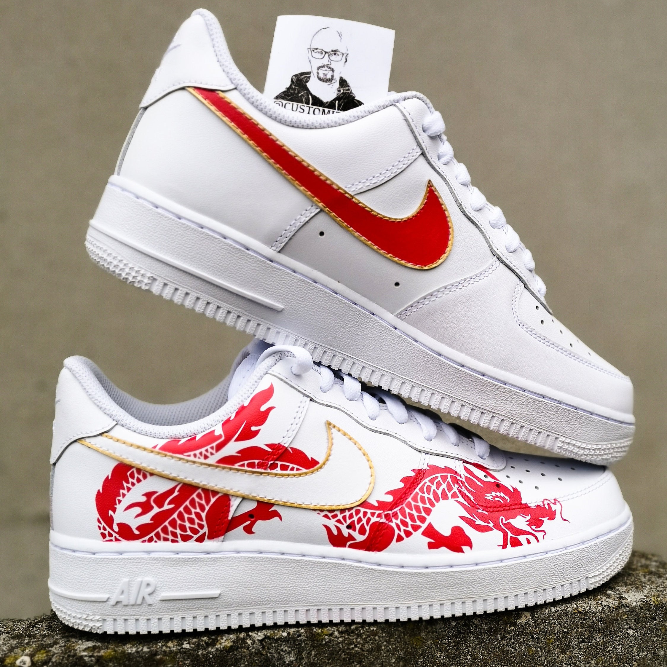 custom sneakers nike air force 1 red dragon